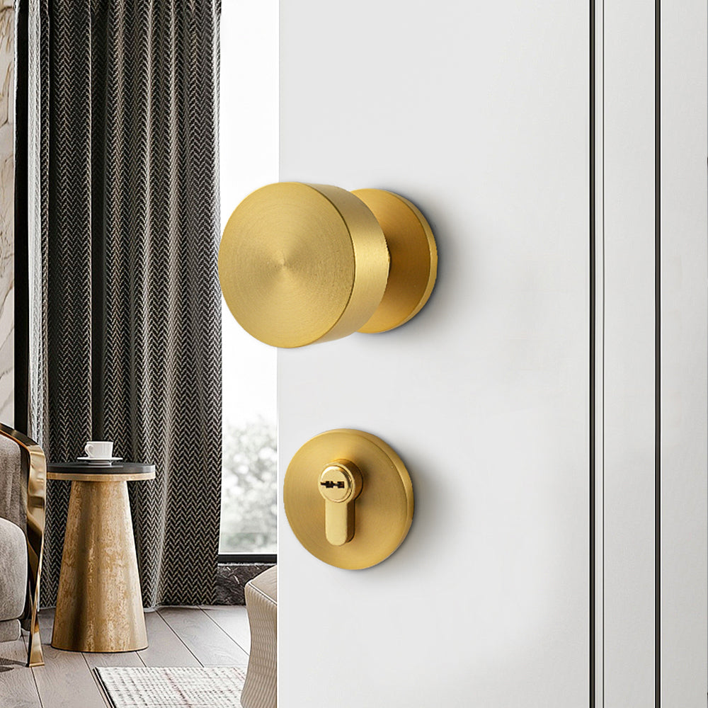 Silent Room Door Lock - Solid Brass Interior Knob for Living Rooms, Bedrooms & Bathrooms