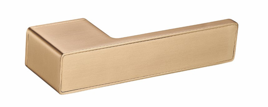 Luxury Brushed Brass Door Handle with Lock for Bedroom or Bathroom