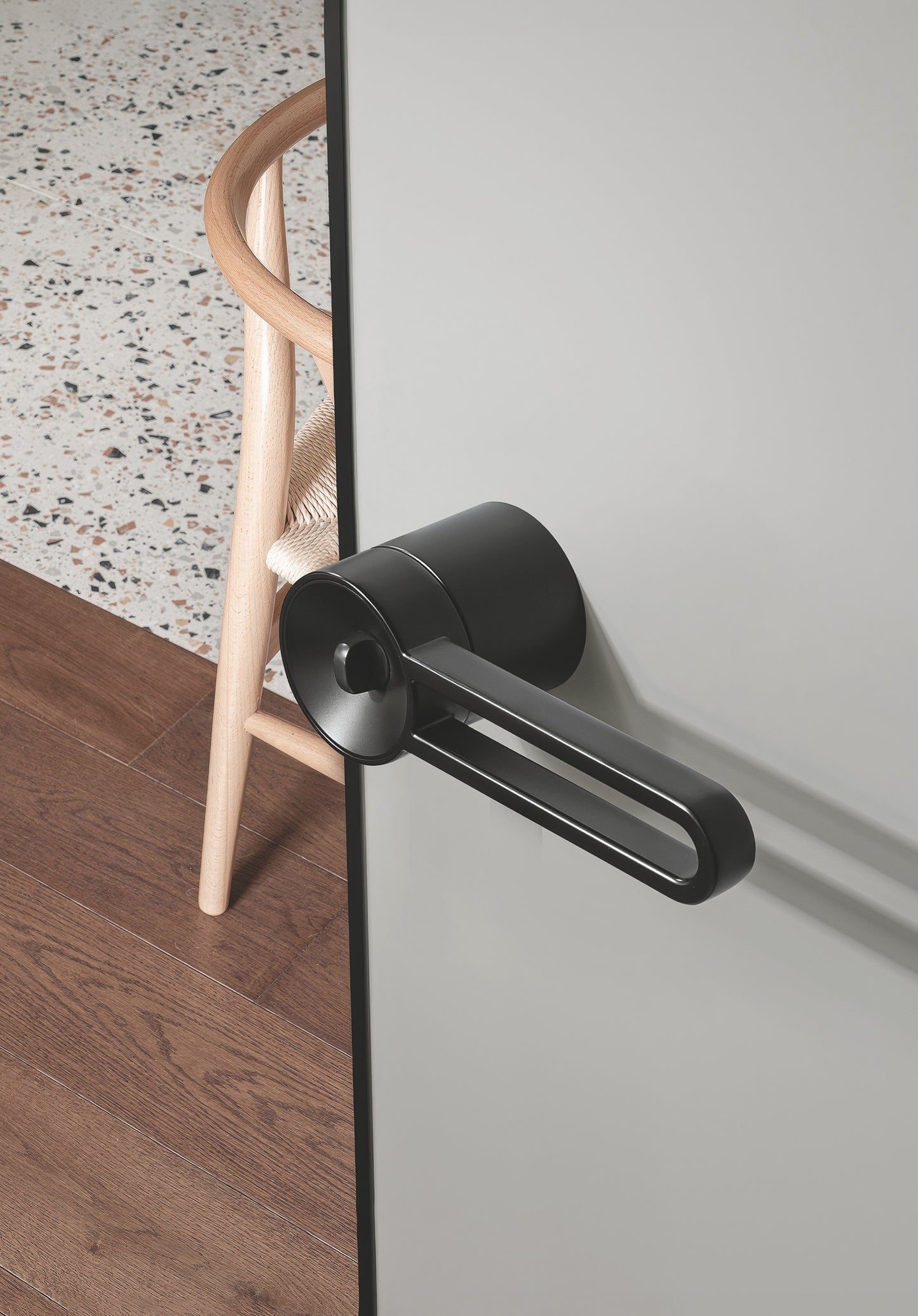 Minimalist Gray Indoor Magnetic Wooden Door Lock Set