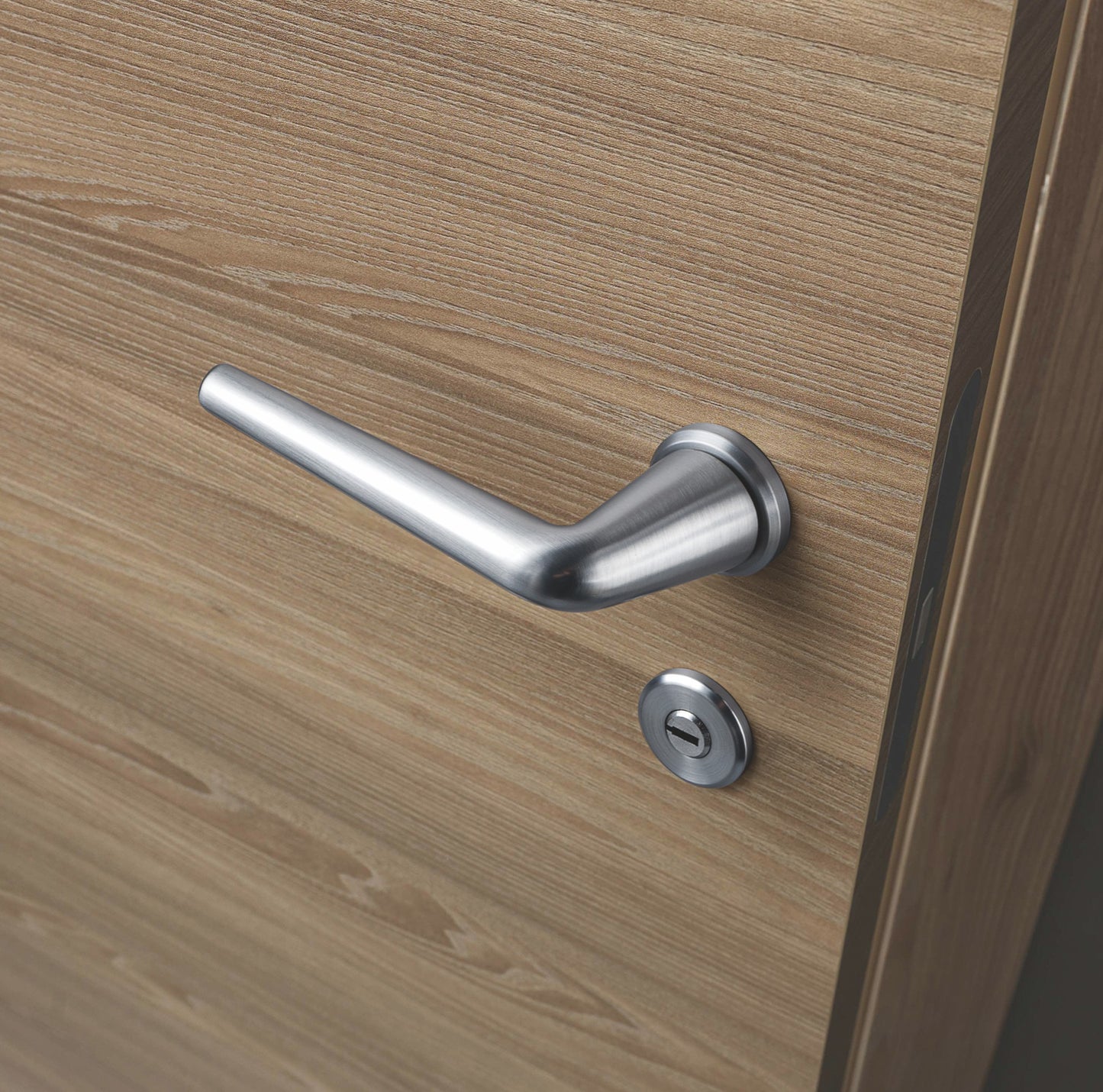 Satin Brass Door Handle Set - Modern Privacy Lock for Home Interiors