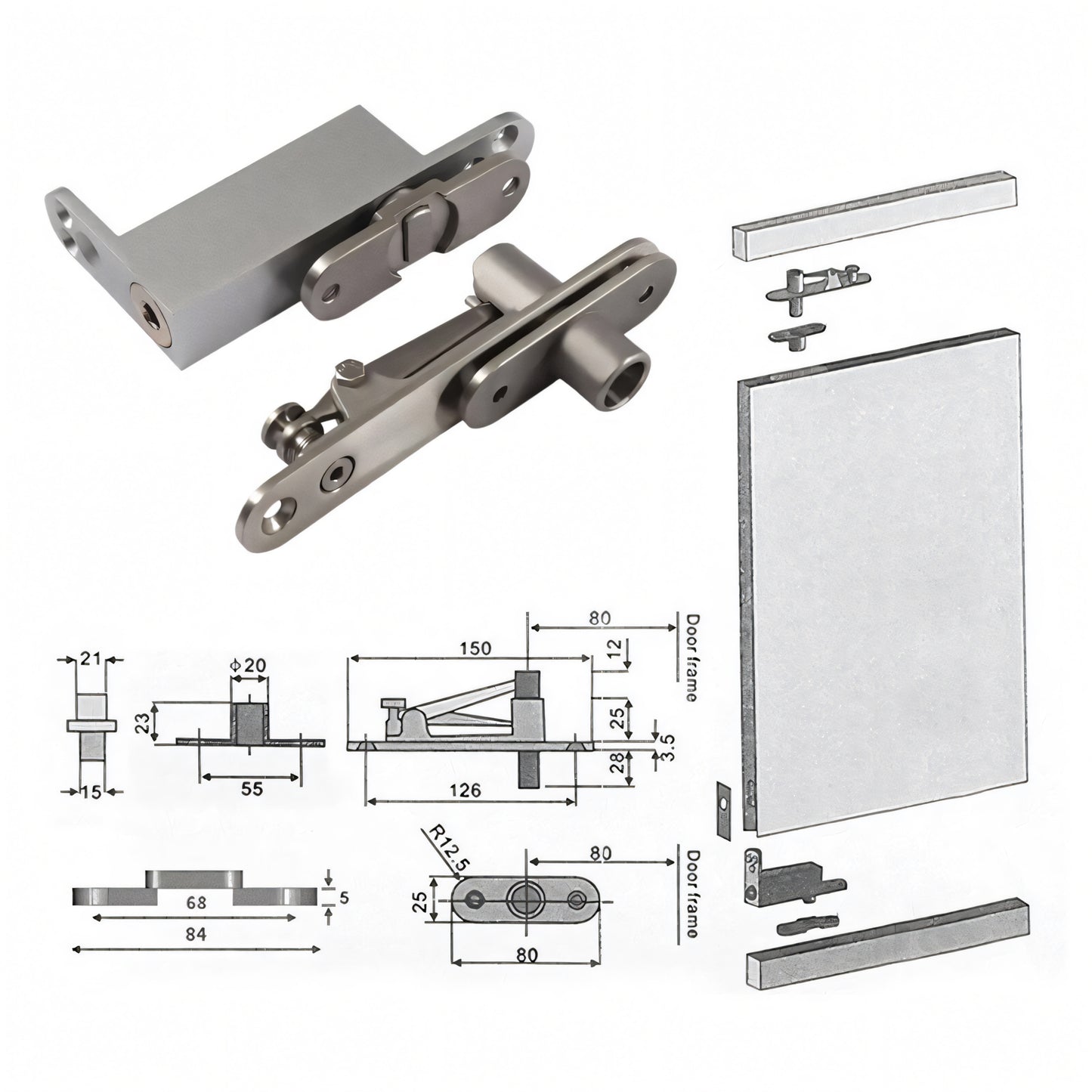 Invisible Hidden Pivot Door Hinges