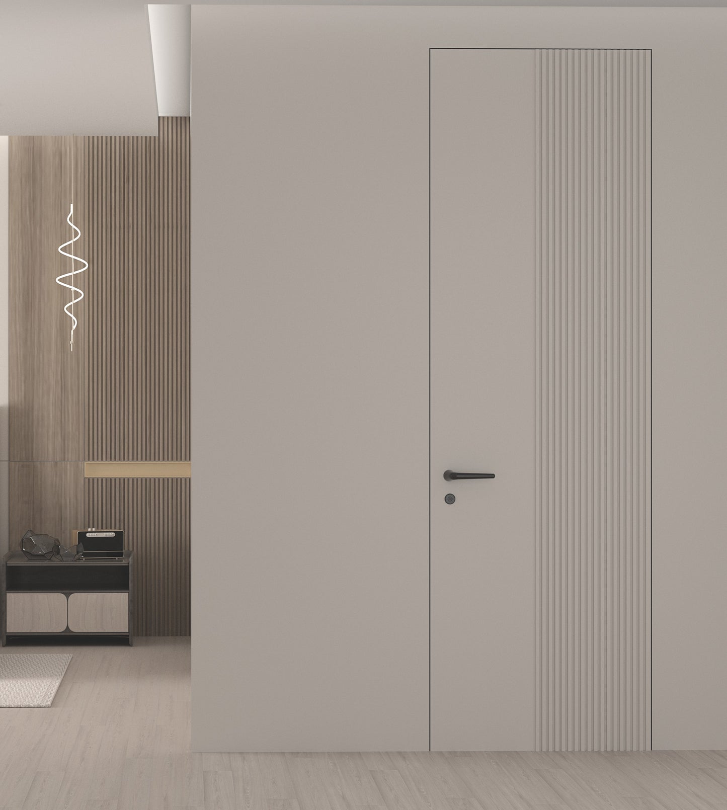 Satin Brass Door Handle Set - Modern Privacy Lock for Home Interiors