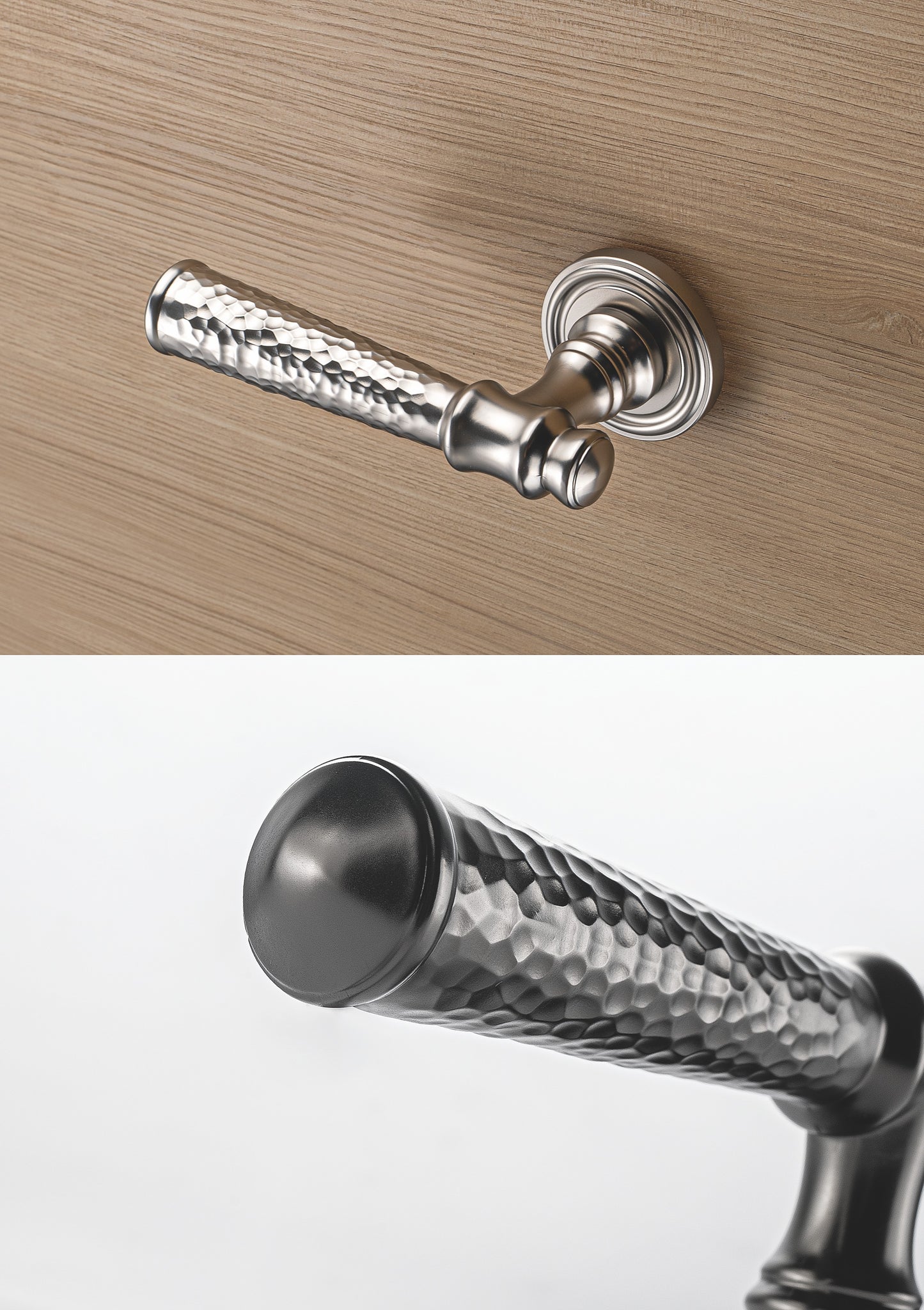 Modern Door Handle in Satin Nickel - Privacy Lock for Bathroom Doors