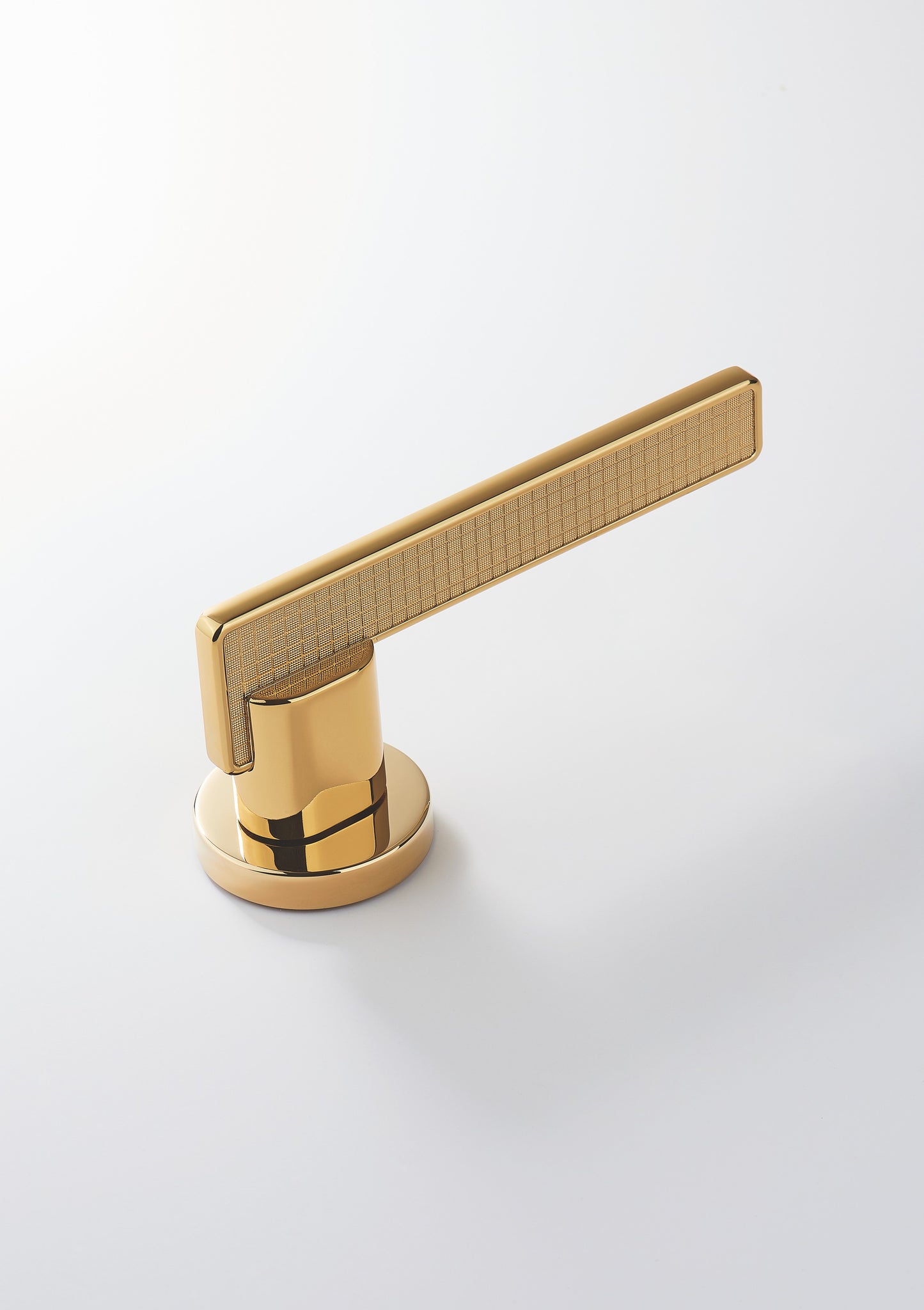 Gold Door Handle Set with Square Backplate - Contemporary Bedroom Lock