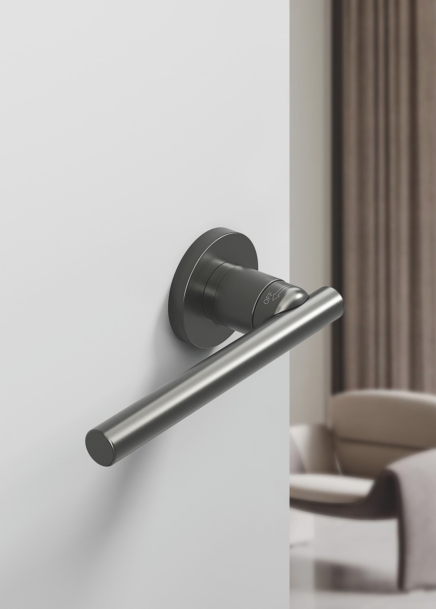 Modern Matte Black Door Handle Set for Interior Doors - Privacy Lock