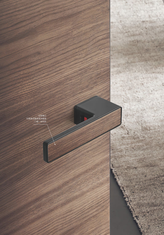 Luxury Brushed Brass Door Handle with Lock for Bedroom or Bathroom