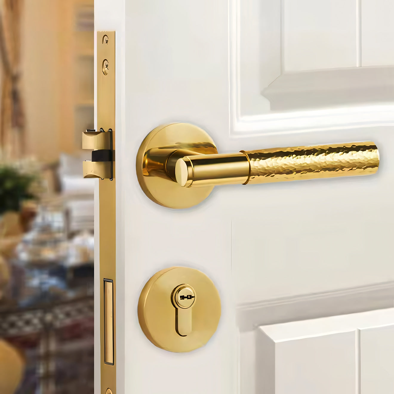 Handmade Brass Hammered Door Lock