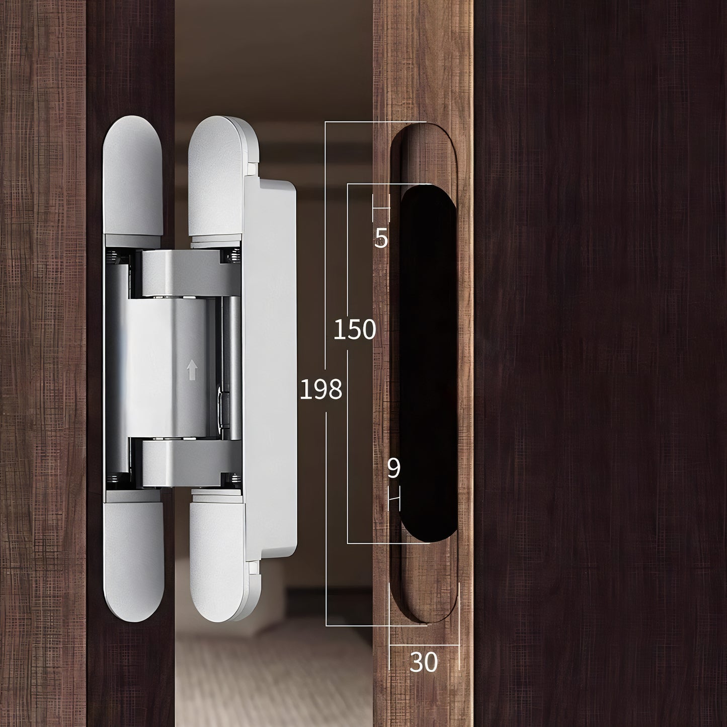 Adjustable Hidden Cross Hinge for Automatic Door Closure