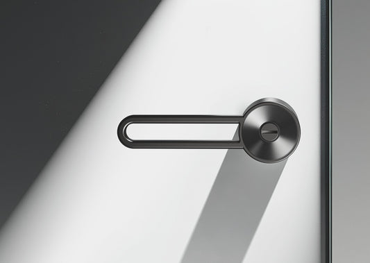 Brushed Nickel Door Handle with Round Lever - Sleek Bathroom Door Lock