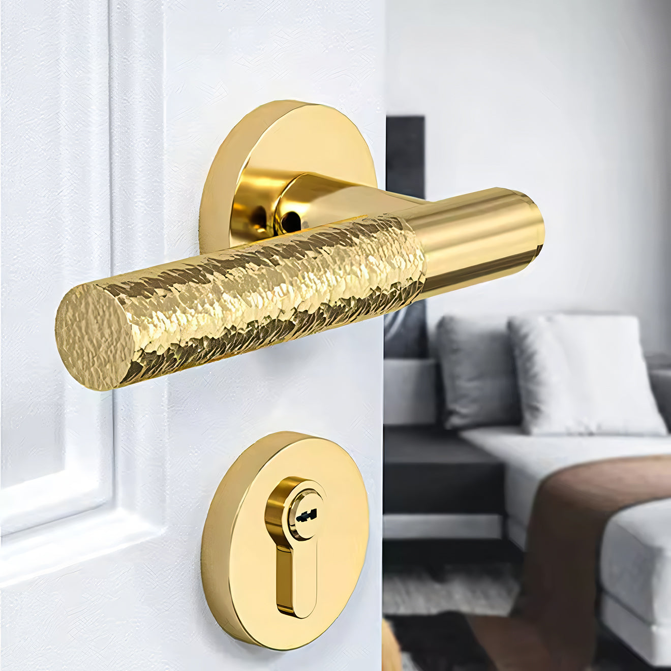 Handmade Brass Hammered Door Lock